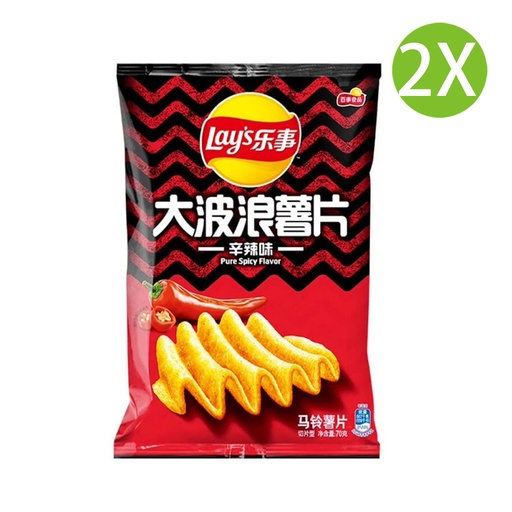 [Snack006x2] 2X 樂事 大波浪薯片 辛辣味 (70g x 2) (新舊包裝替換隨機發貨)