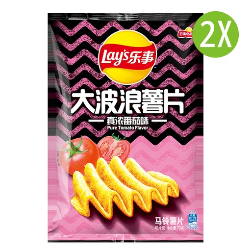 [Snack024x2] 2X 樂事 大波浪薯片 真濃蕃茄味 (70g x 2)(包裝隨機) (新舊包裝替換隨機發貨)